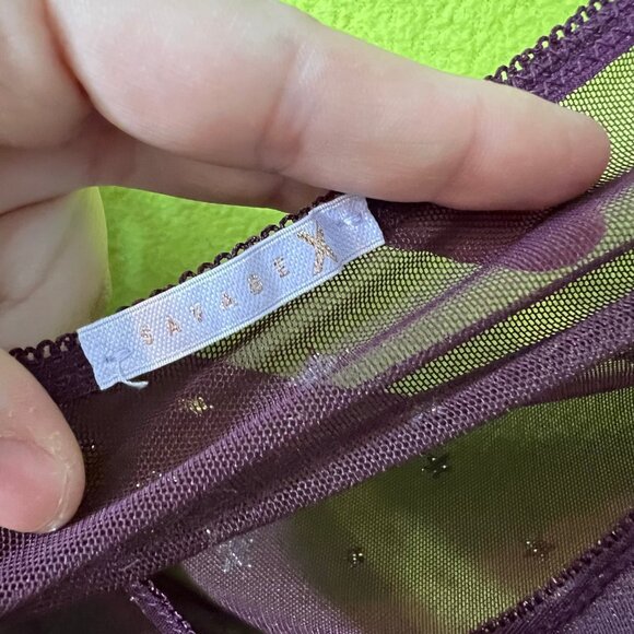 Savage x Fenty Mesh Star Burgendy Crop Top Lingerie - Picture 5 of 7